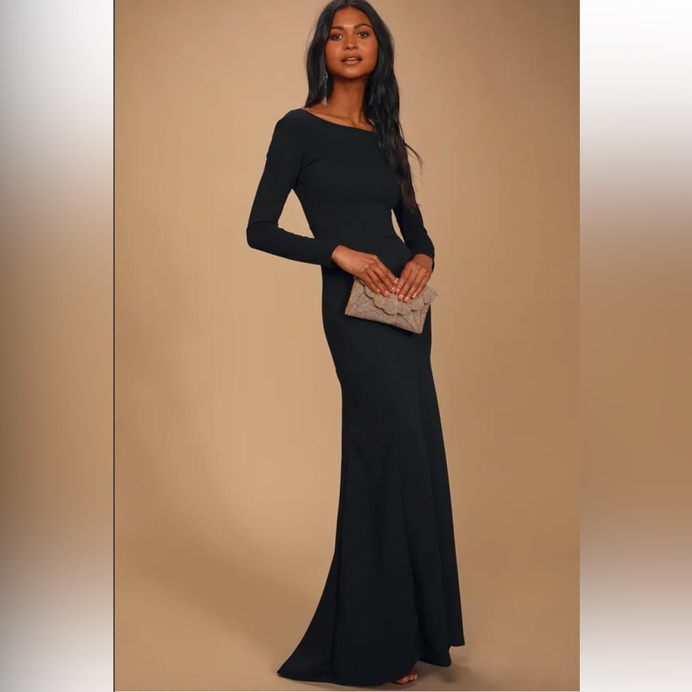 Lulu's “Wait For Me” Black Long Sleeve Maxi Dress
